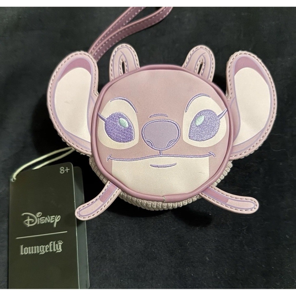 LOUNGEFLY NWT Disney Lilo‎ & Stitch Angel Soft Corduroy Hard Tag Wristlet/Coin
